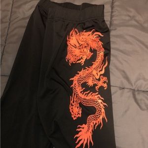 Shein biker shorts - red dragon